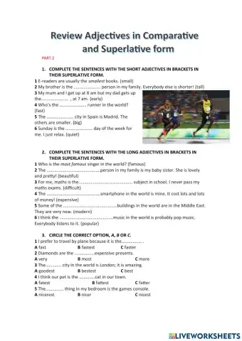Review Adjectives in Comparative and Superlative form PART TWO