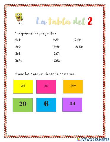 La tabla del 2