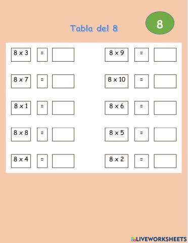 Tabla del 8