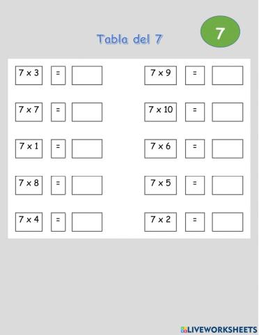 Tabla del 7