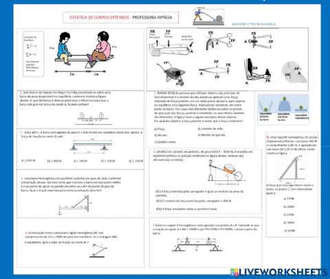 Estática de corpos extensos - alavancas
