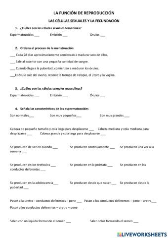 Las células sexuales y la fecundación