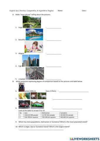 Comparative and Superlative Degree