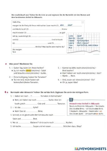 Akkusativ Kapitel 4 Übungsbuch