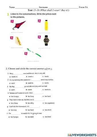 Test Prepare 5 nus Unit 15-16