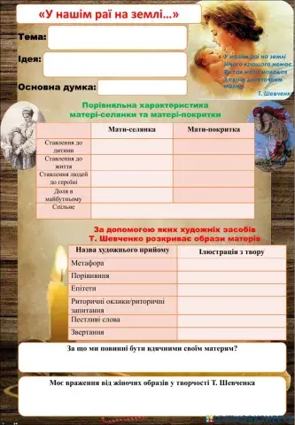 -У нашім раї за землі-. Т. Шевченко