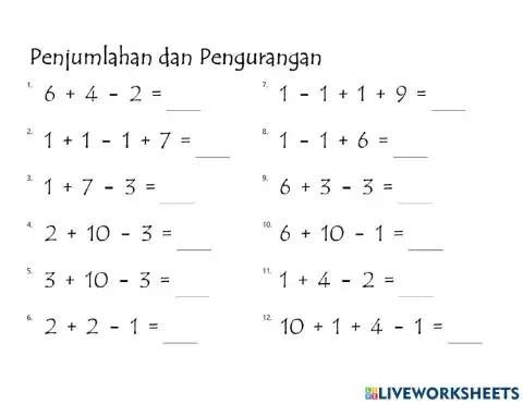 Penjumlahan dan Pengurangan-1