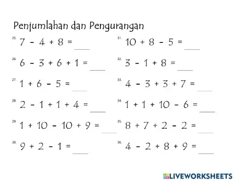 Penjumlahan dan Pengurangan-3