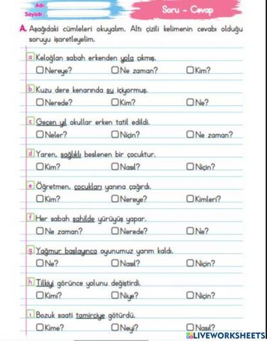 Cümleyi oku uygun soruyu bul!!!