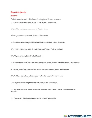 Reported Speech - Requests