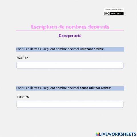 Escriptura de nombres decimals (recuperació)