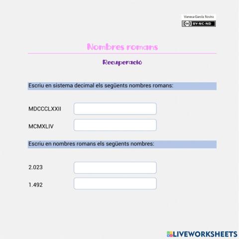 Nombres romans (recuperació)