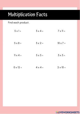 Multiplication Facts