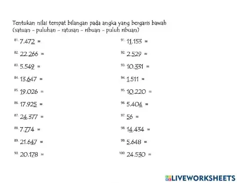 Nilai Tempat Bilangan-5