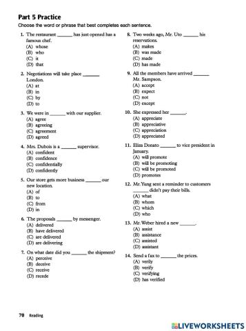 TOEIC: Incomplete Sentence