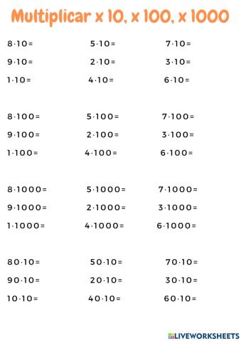Multiplicar-dividir x10 x100 x1000