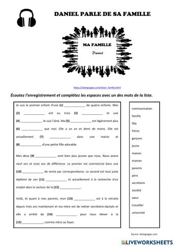Daniel parle de sa famille (Écouter)