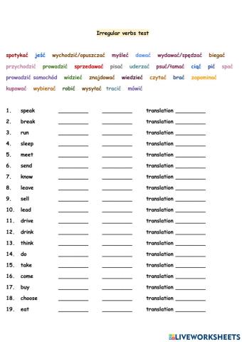 Irregular verbs