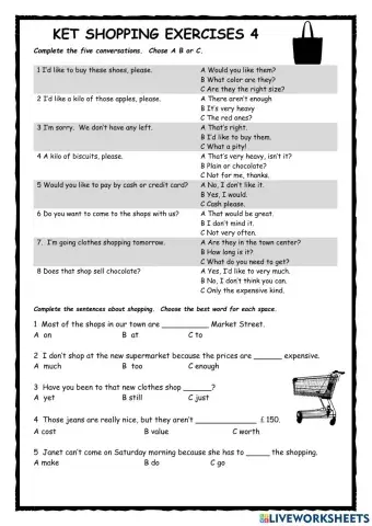 KET Shopping Exercises 4
