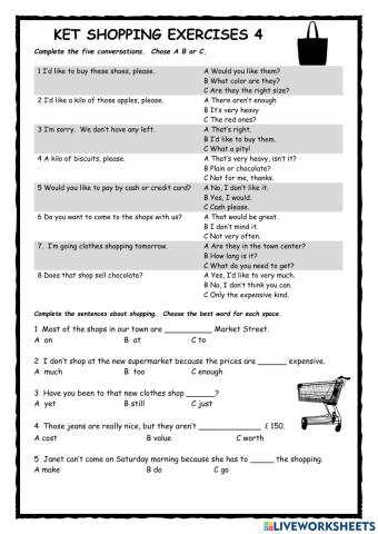 KET Shopping Exercises 4
