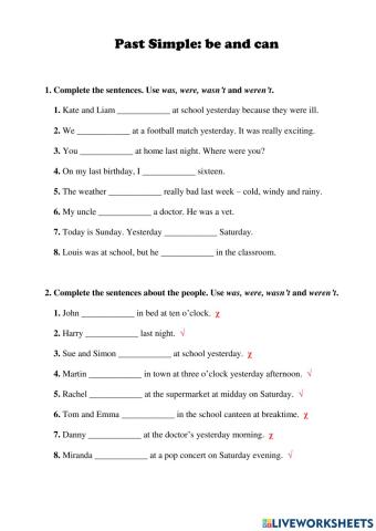 Past Simple: be and can