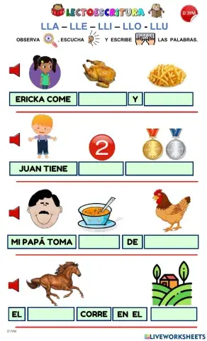 Oraciones con lla lle lli llo llu