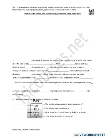How to Make Bohr Models using the Periodic Table Video Notes