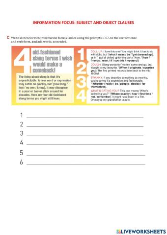 Subject and object clauses