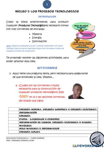 Flujos de entrada en los Procesos de producción