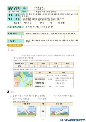 3-Ⅱ-3-2. 성질이 다른 공기 덩어리