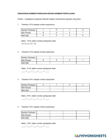 Penukaran nombor perduaan kepada nombor perpuluhan																penukaran nombor perduaan kepada nombor perpuluhan