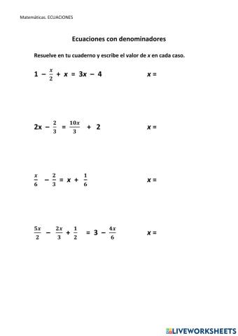 Ecuaciones con denominadores