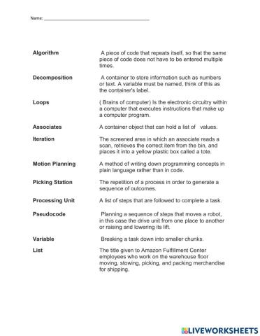 Amazon CoderZ Vocabulary