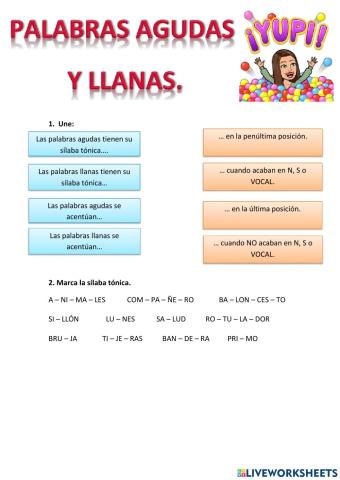 Palabras agudas y llanas