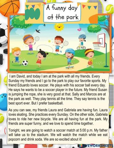 Reading: A funny day at the park