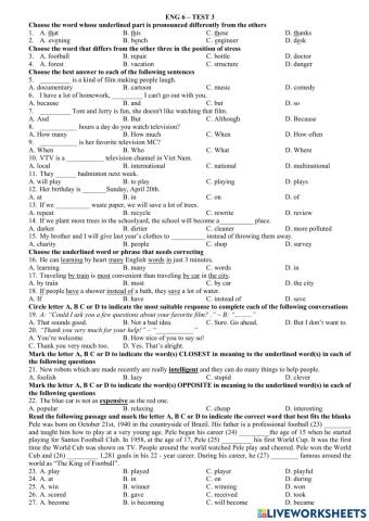 Eng 6 - second end term test 3