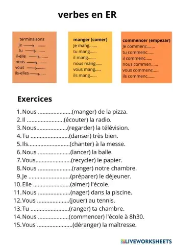 Verbes du premier groupe