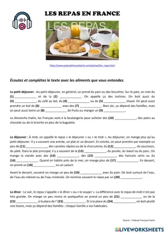 Les repas en France