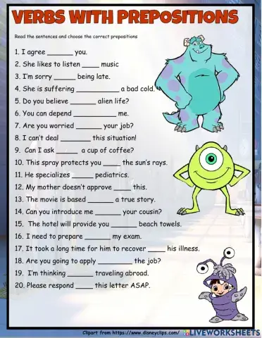 Verbs with Prepositions Multiple Choice