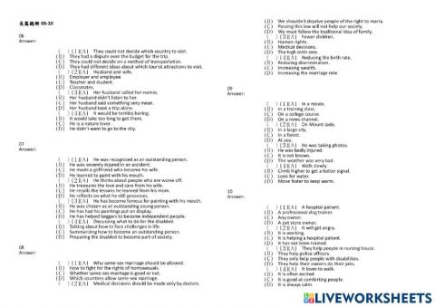 Listening Exercise (20): 06-10