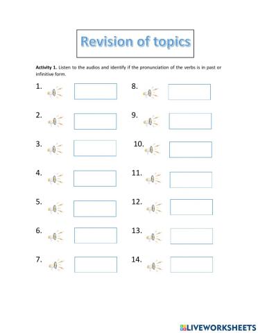 Revision of grammar tenses