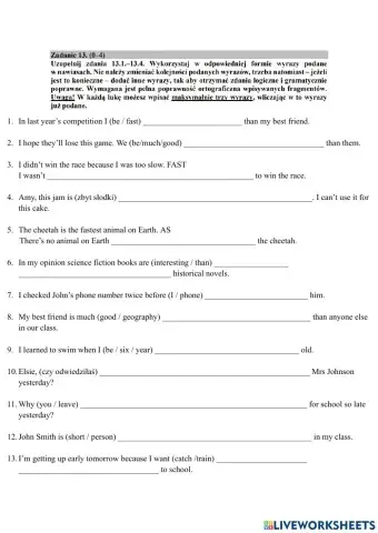 E8 trening Key word transformations