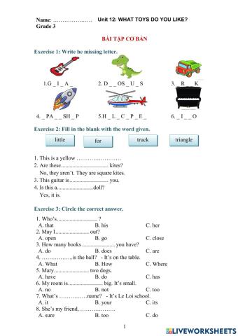 Unit 17 What's toys do you like ?