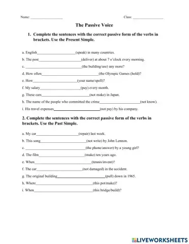 The Passive Voice Present and Past Simple