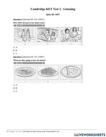 KET Listening K12 No 2