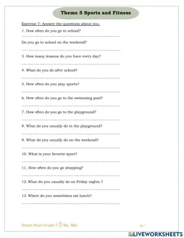 Smart start 5 theme 5 sports fitness