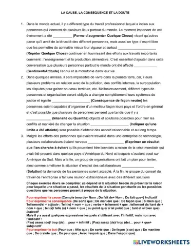 Les Connecteurs Logiques: Cause, Conséquence et But