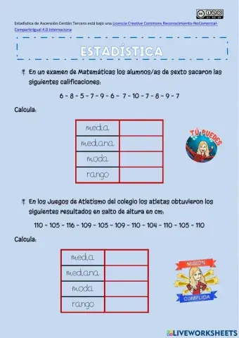 Media, mediana, moda y rango