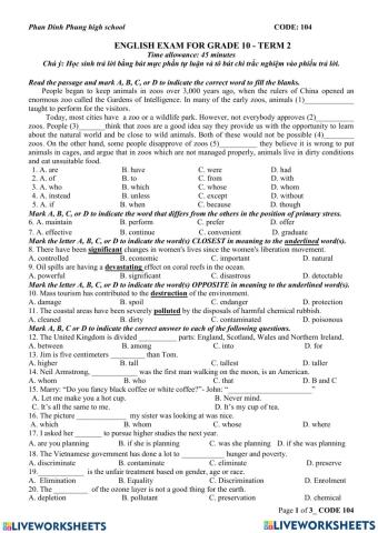 Eng 10 - second end term test 1
