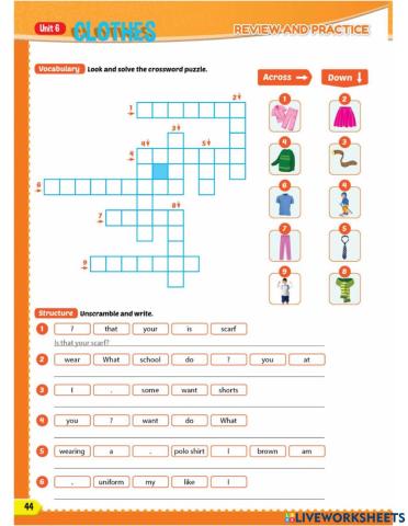 Review unit 6 clothes